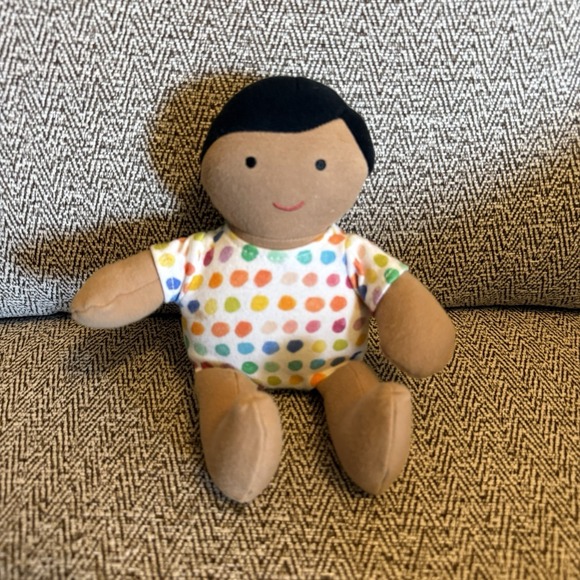 LOVEVERY Other - Lovevery Organic Cotton Babydoll Plush Black Hair Tan Skin Montessori Play 8.5"